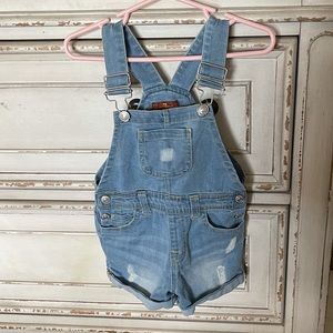 Toddler Girls Distressed Overalls